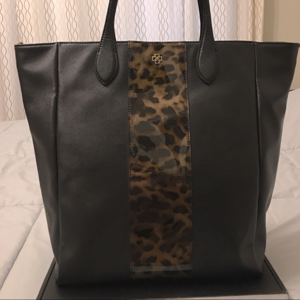 Black & animal print tote